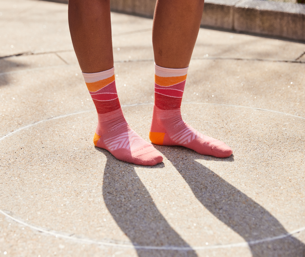 Good quality running socks are made of technical materials. Avoid cotton as it is less durable, absorbs sweat and leads to blisters.