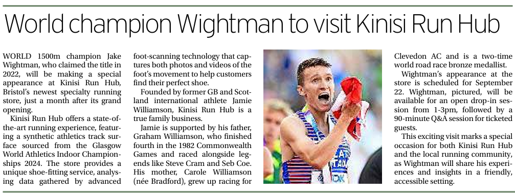 Kinisi Run Hub featured in the Bristol Post / Bristol Live.