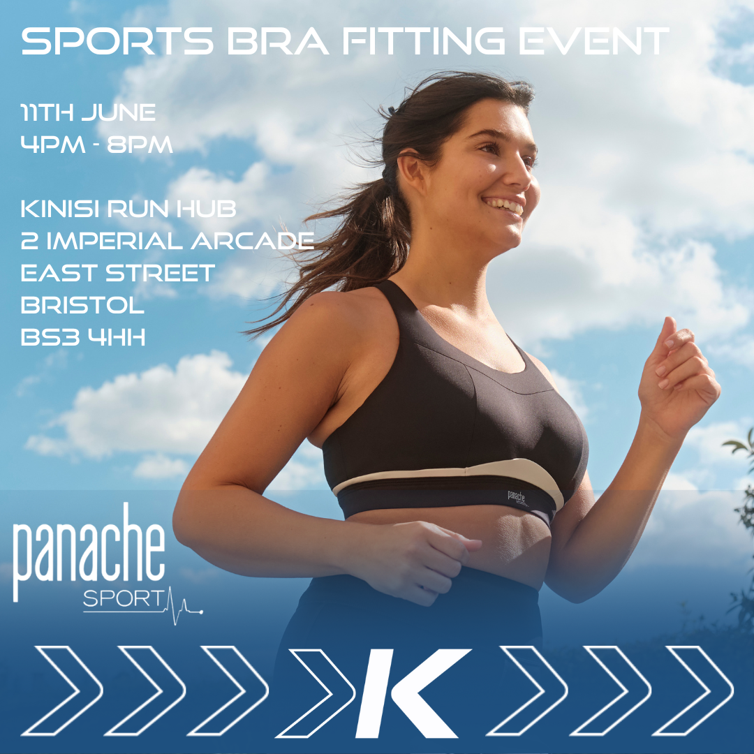 Join us on Wednesday the June 11th from 4-8pm for a free to attend, open to all drop-in Panache Sports Bra Fitting Event at Kinisi Run Hub!